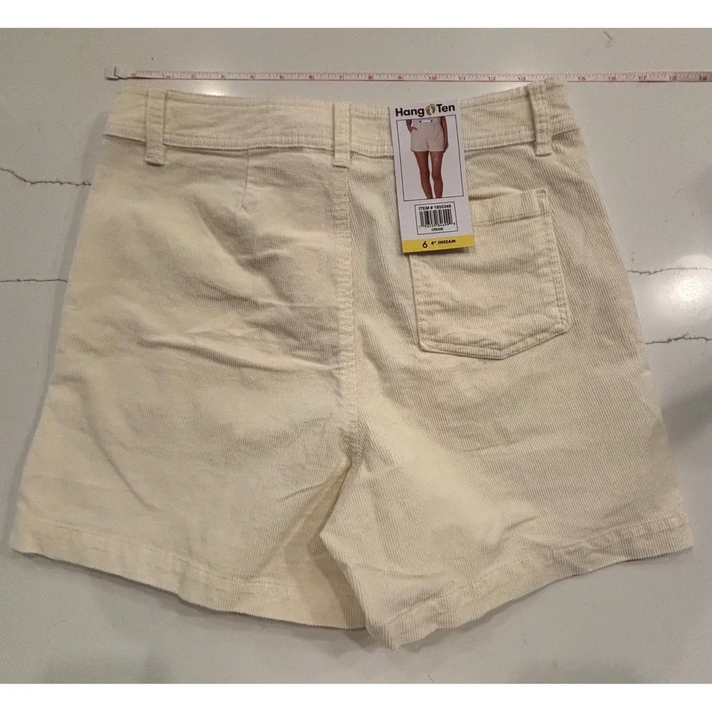 Hang Ten size 6 Corduroy Shorts Womens Cream beach surf vacation